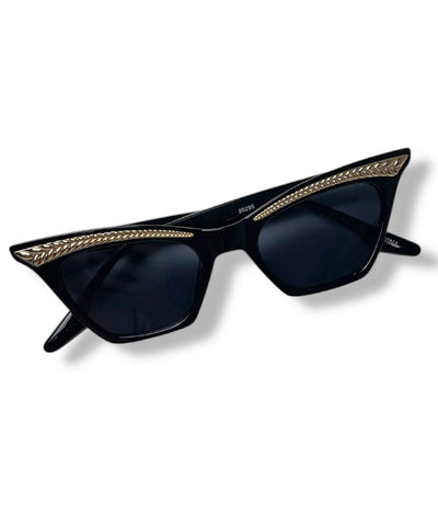 Black & Gold Trimmed Cat Eye Sunglasses