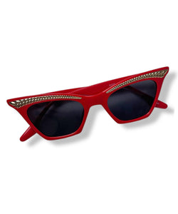 Red & Gold Trimmed Cat Eye Sunglasses