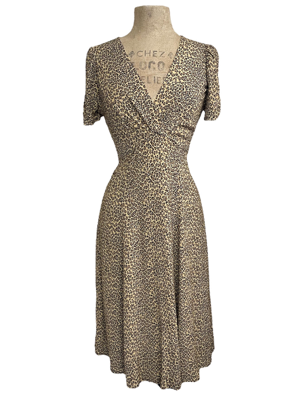 Leopard Print Vintage Inspired Knee Length Rita Dress