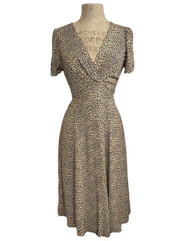 Leopard Print Vintage Inspired Knee Length Rita Dress