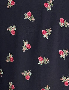 Black Rosebud Floral Sleeved 1940s Eleanor Dress