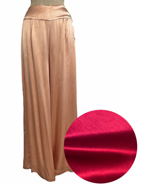 PREORDER - Ruby Red Satin High Waist Palazzo Pants