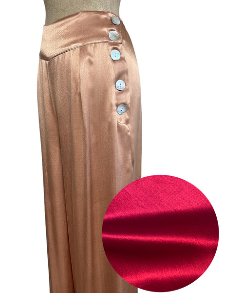 PREORDER - Ruby Red Satin High Waist Palazzo Pants