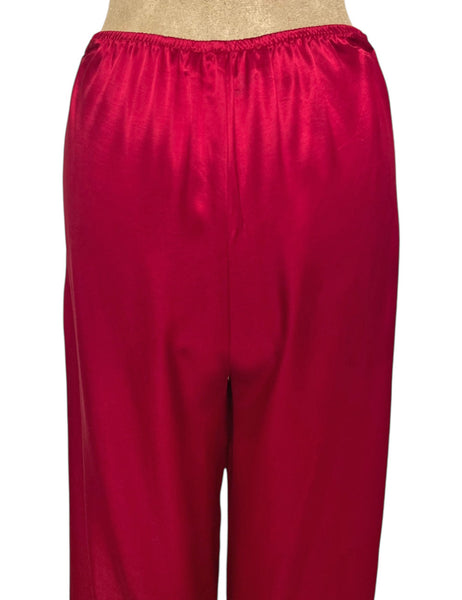 Ruby Red 1930s Style Satin High Waist Palazzo Pants