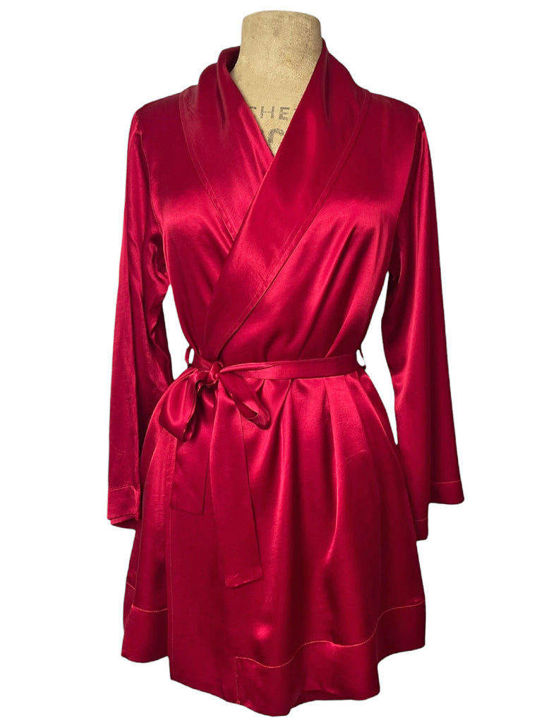 Ruby Red Satin 1930s Elegant Shawl Collar Robe Loco Lindo Ruby Red Satin 1930s Elegant Shawl Collar Robe Loco Lindo