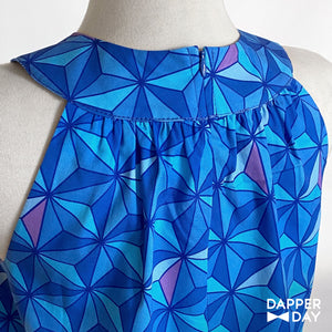 'Sharkstooth' Cotton Trapeze Dress (Sapphire)