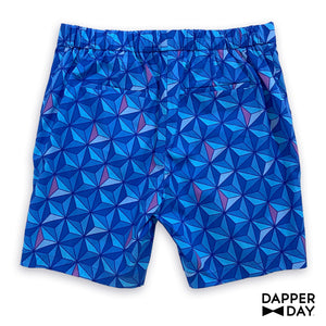 'Sharkstooth’ Cotton Cabana Shorts (Sapphire) - Final Sale