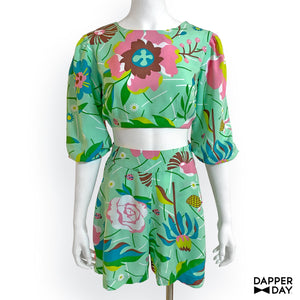 ‘Garden Party’ Playset Shorts in Rayon (Mint) - Final Sale