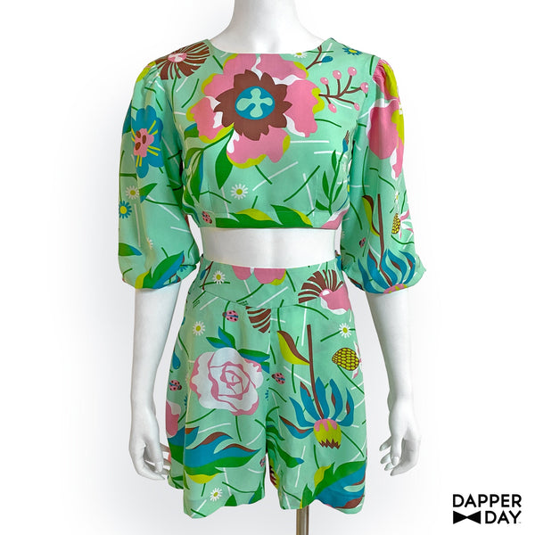 ‘Garden Party’ Playset Top in Rayon (Mint) - Final Sale