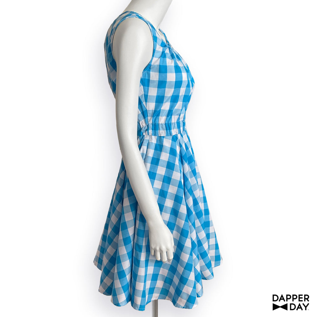 Gingham Popover Mini Dress (Sky Blue) Gingham Popover Mini Dress (Sky Blue)