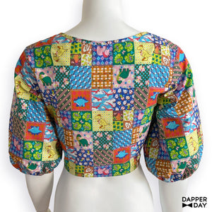 'Prehistoric Patchwork' Meadow Blouse in Cotton