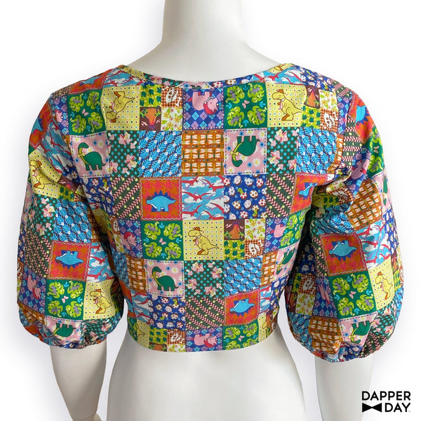 'Prehistoric Patchwork' Meadow Blouse in Cotton