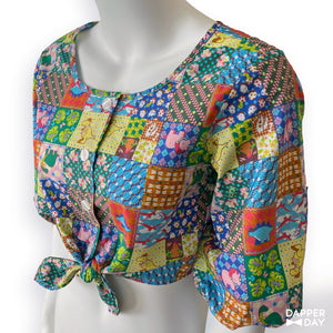'Prehistoric Patchwork' Meadow Blouse in Cotton