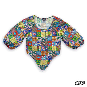 'Prehistoric Patchwork' Meadow Blouse in Cotton