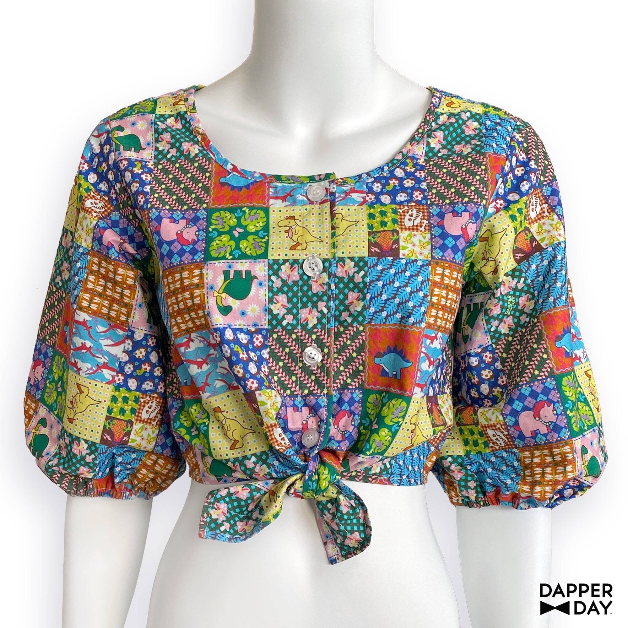 'Prehistoric Patchwork' Meadow Blouse in Cotton