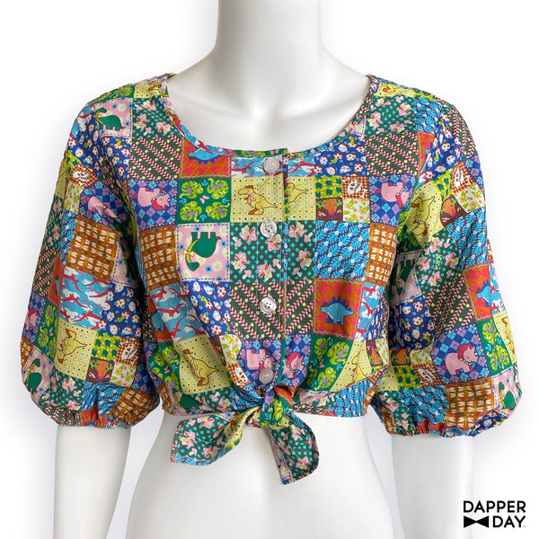 'Prehistoric Patchwork' Meadow Blouse in Cotton