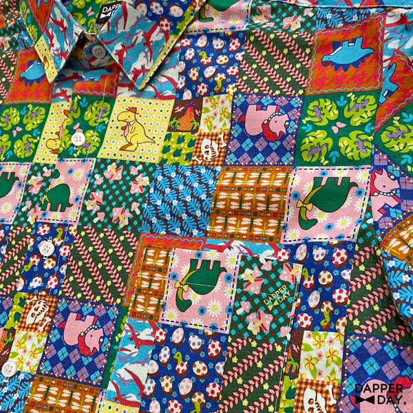 'Prehistoric Patchwork' Cotton Sharp Shirt