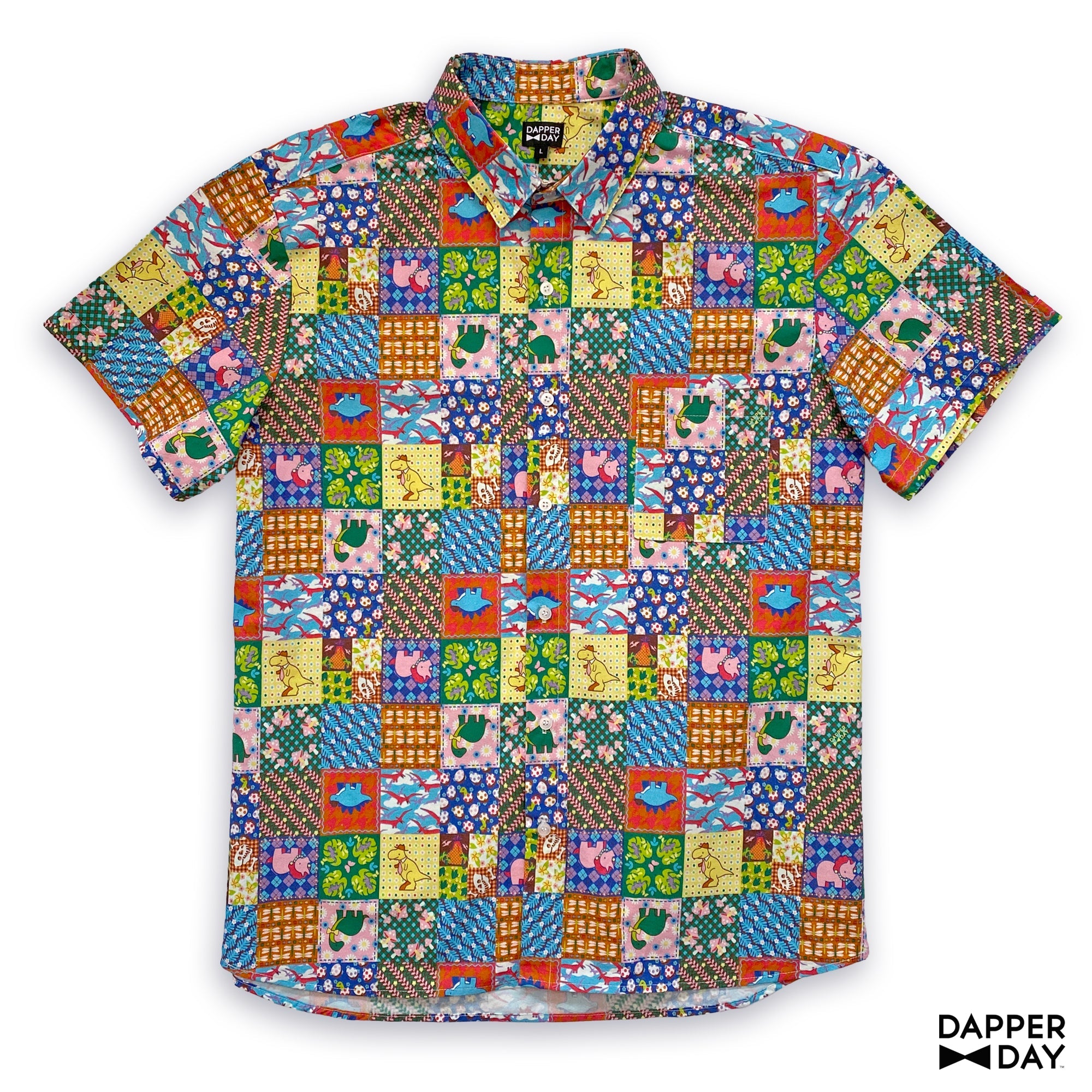 'Prehistoric Patchwork' Cotton Sharp Shirt