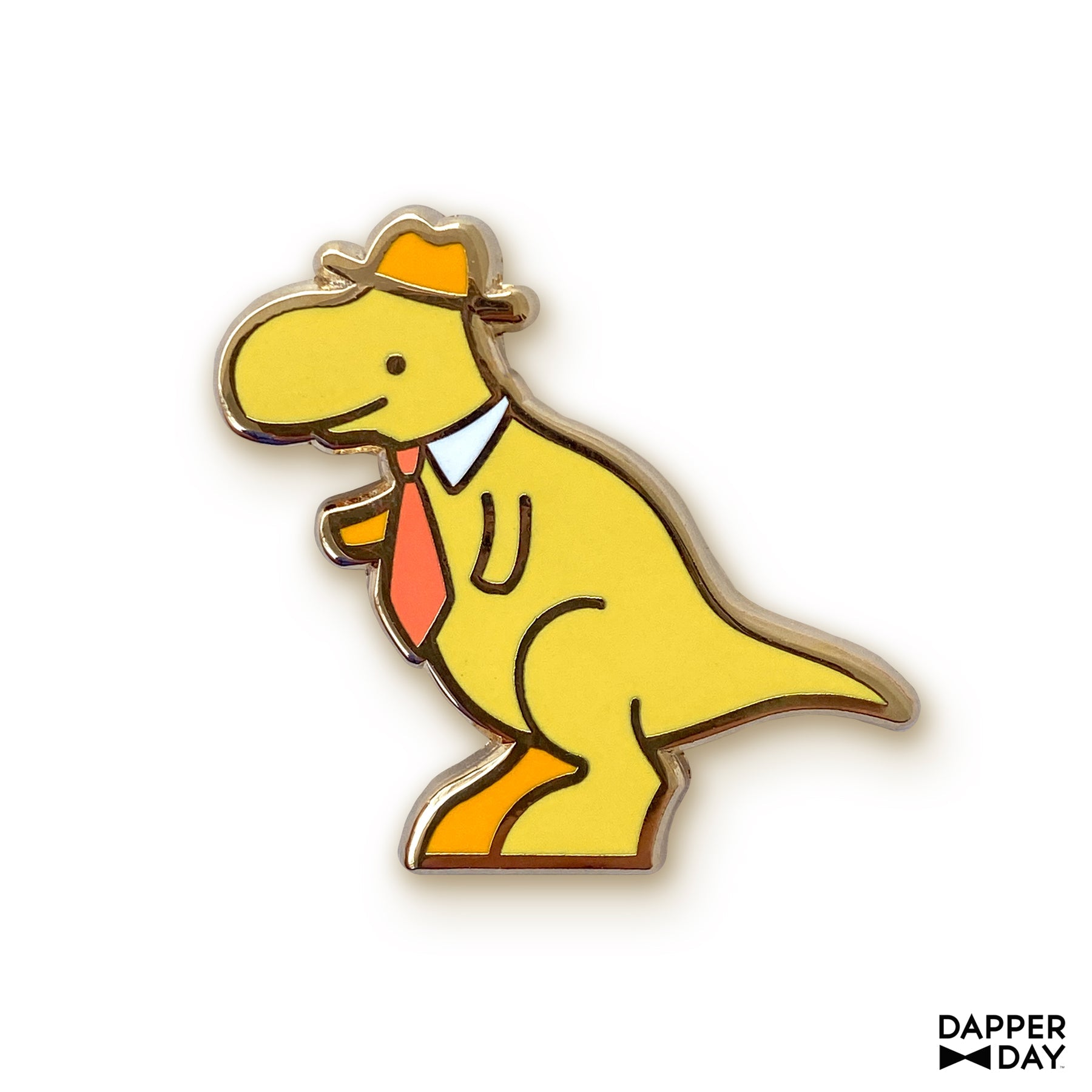 Dapper T-rex Pin in Yellow