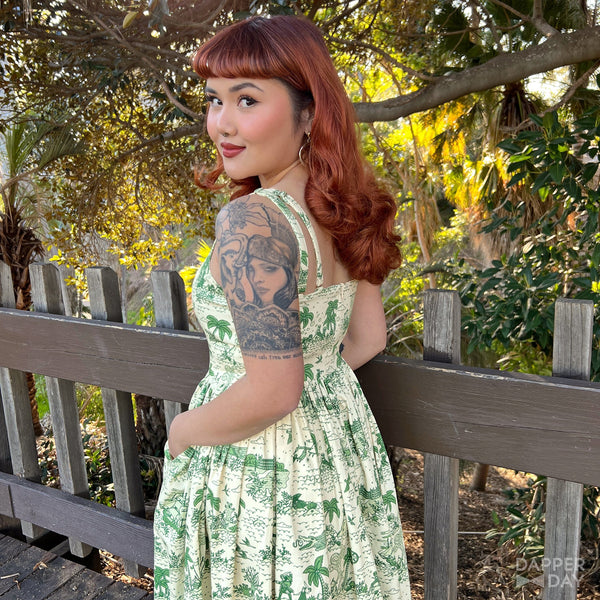 ‘Neverland Toile’ Sophia Dress in Cotton (Sand)