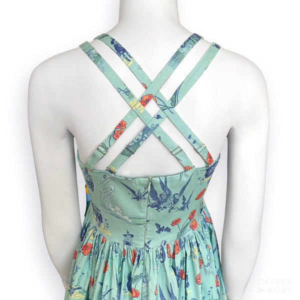 “Land of Oz” Sophia Dress in Cotton (Aqua)