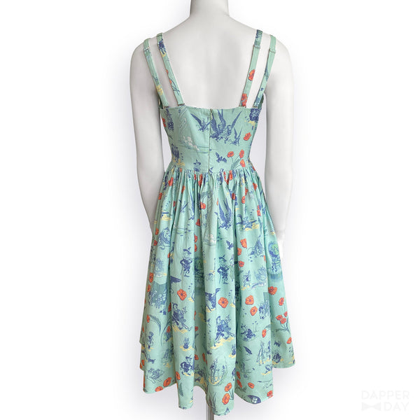“Land of Oz” Sophia Dress in Cotton (Aqua)