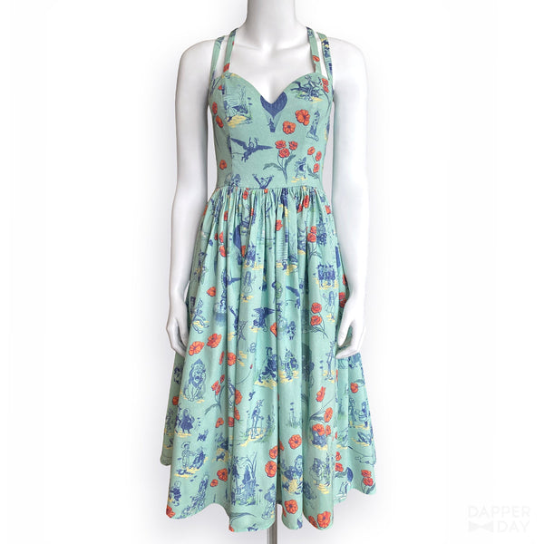 “Land of Oz” Sophia Dress in Cotton (Aqua)