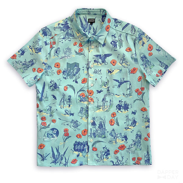 “Land of Oz” Sharp Shirt in Cotton (Aqua)