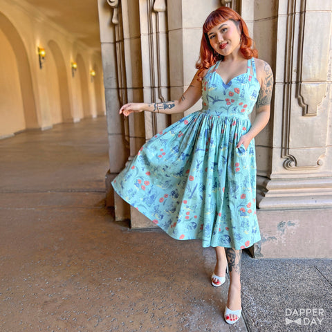 “Land of Oz” Sophia Dress in Cotton (Aqua)