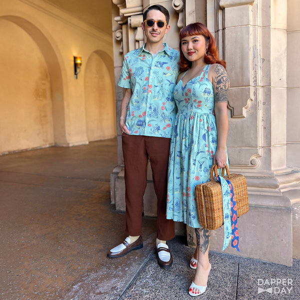 “Land of Oz” Sophia Dress in Cotton (Aqua)