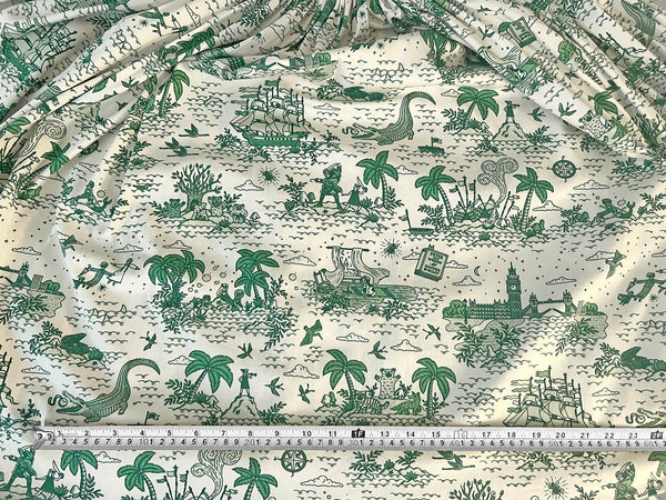'Neverland Toile' Cotton Fabric (Sand) 3 Yards