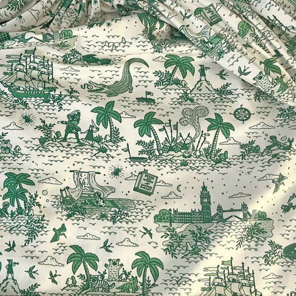 'Neverland Toile' Cotton Fabric (Sand) 3 Yards