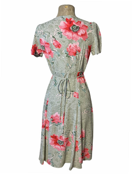 Sage Green Lace Floral Retro Rita Dress