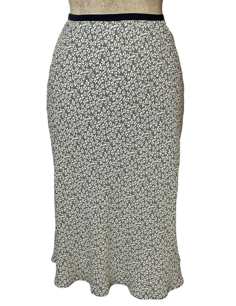 Sage Green Pixie Floral Dot Knee Bias Skirt