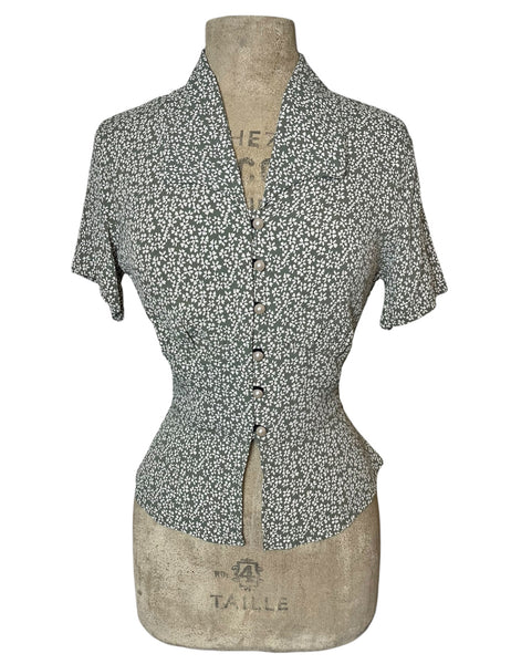 Sage Pixie Posey Dot Button Up Betty Blouse