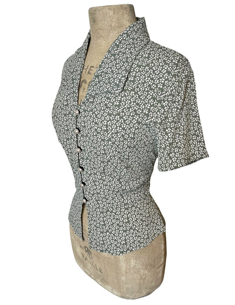 Sage Pixie Posey Dot Button Up Betty Blouse