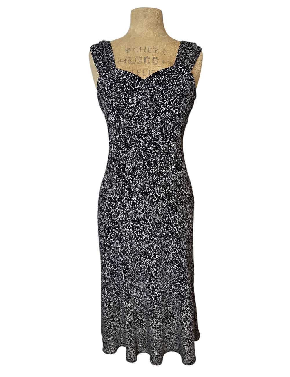 SAMPLE - Black Pixie Dot Side Zipper Wiggle Dress - Size Small