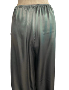 Green Satin 1930s Old Hollywood Style High Waisted Palazzo Pants