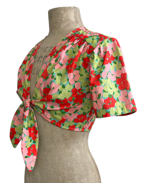 Scout Apple a Day Print Daisy 1940s Tie Top