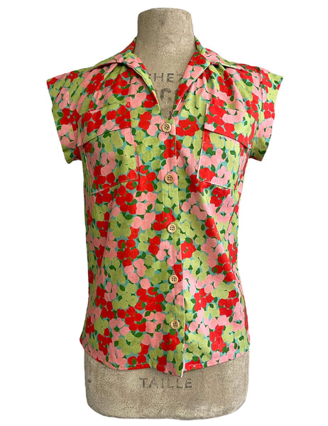 Scout for Loco Lindo Apple Print Backyard Button Up Blouse