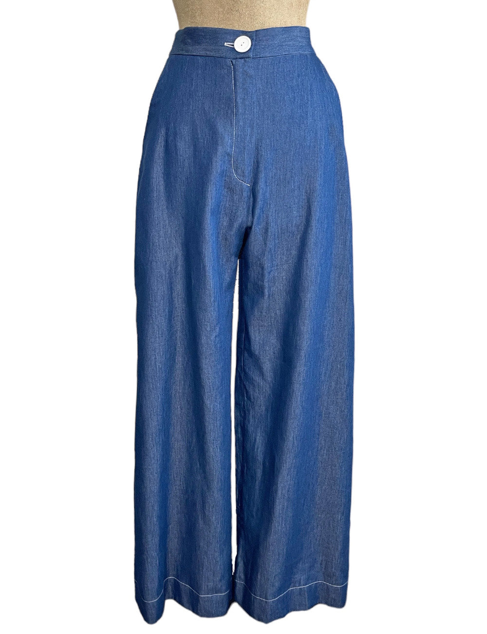 PREORDER - Scout Chambray Denim 1940s High Waist Trail Trouser Pant