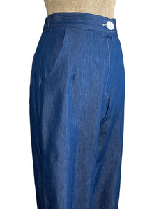 PREORDER - Scout Chambray Denim 1940s High Waist Trail Trouser Pant