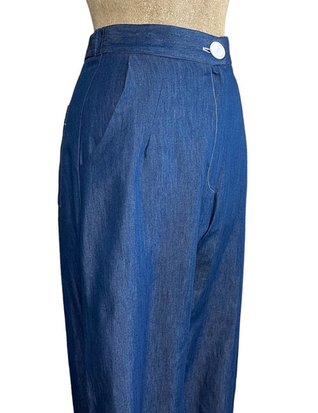 PREORDER - Scout Chambray Denim 1940s High Waist Trail Trouser Pant
