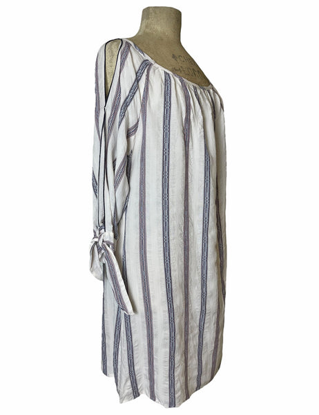 SAMPLE - White Serape Stripe Slit Sleeve Sundress - Size Medium