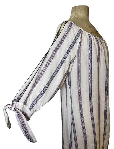 SAMPLE - White Serape Stripe Slit Sleeve Sundress - Size Medium
