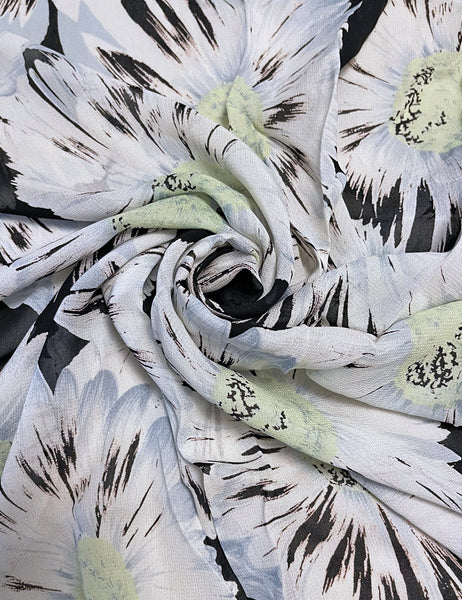 Sheer Daisy Floral Rayon Georgette Fabric - 5.5 yds