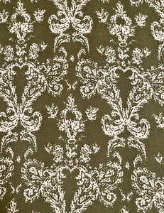 Green Sheer Baroque Rayon Georgette Fabric - 2.5 yds