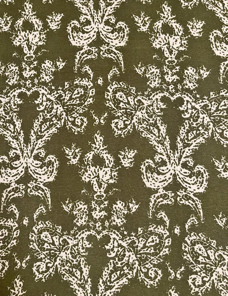 Green Sheer Baroque Rayon Georgette Fabric - 2.5 yds