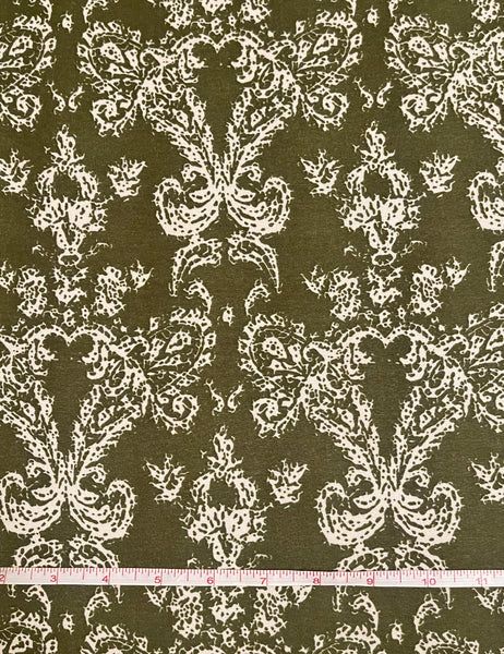 Green Sheer Baroque Rayon Georgette Fabric - 2.5 yds