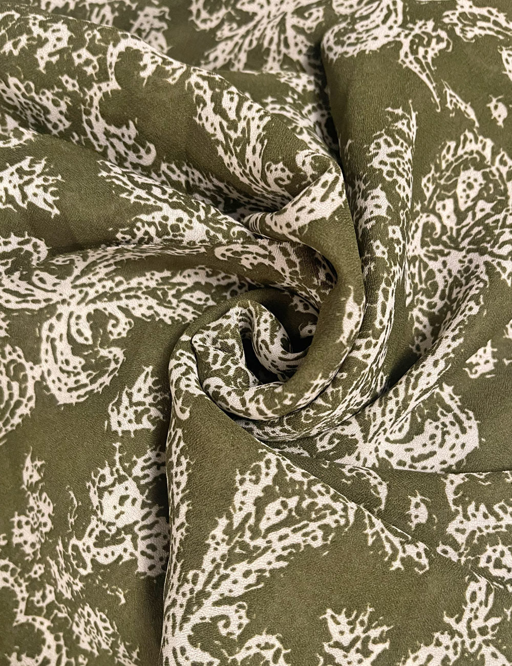 Green Sheer Baroque Rayon Georgette Fabric - 2.5 yds